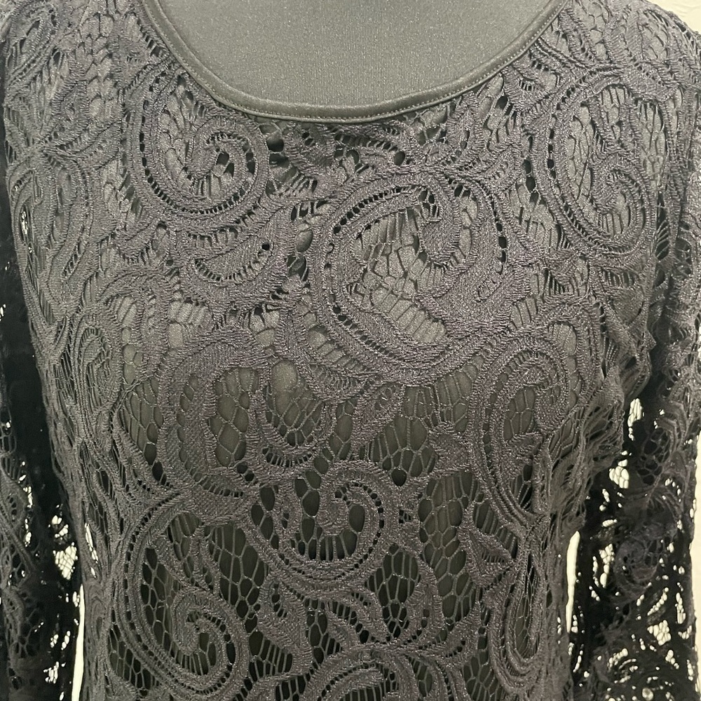 Adrianna Papell Black Lace Blouse - Picture 2 of 4